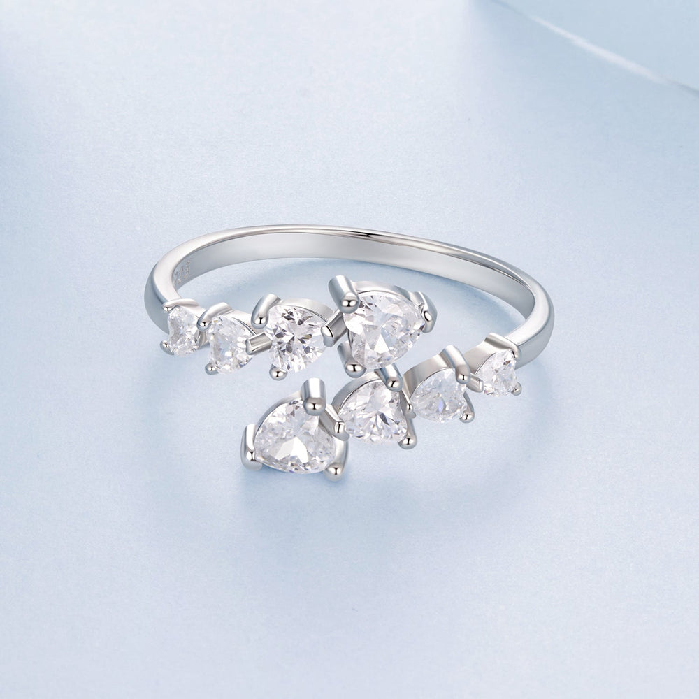 925 Sterling Silver White Gold Plated Pavé Setting Rings for Women