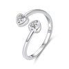 925 Sterling Silver Heart Shaped 0.17cm CZ Ring for Women