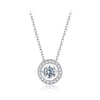 925 Sterling Silver Moissanite Pendant Necklace for Women - 40+5cm, White Gold Plated, Elegant Jewelry