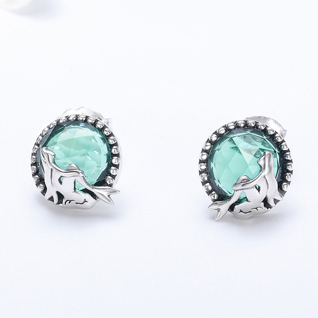 S925 Oxidized Silver Transparent Glass Earrings for Women