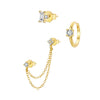 925 Sterling Silver Mini Stud Earrings with Gold Plating and CZ