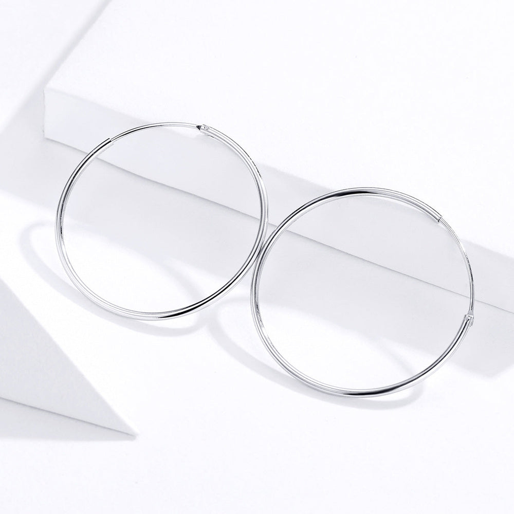 925 Sterling Silver Plated Platinum Earrings 3cm for Women