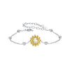 925 Sterling Silver White Gold Plated Bracelet with Transparent Glass Charm for Women