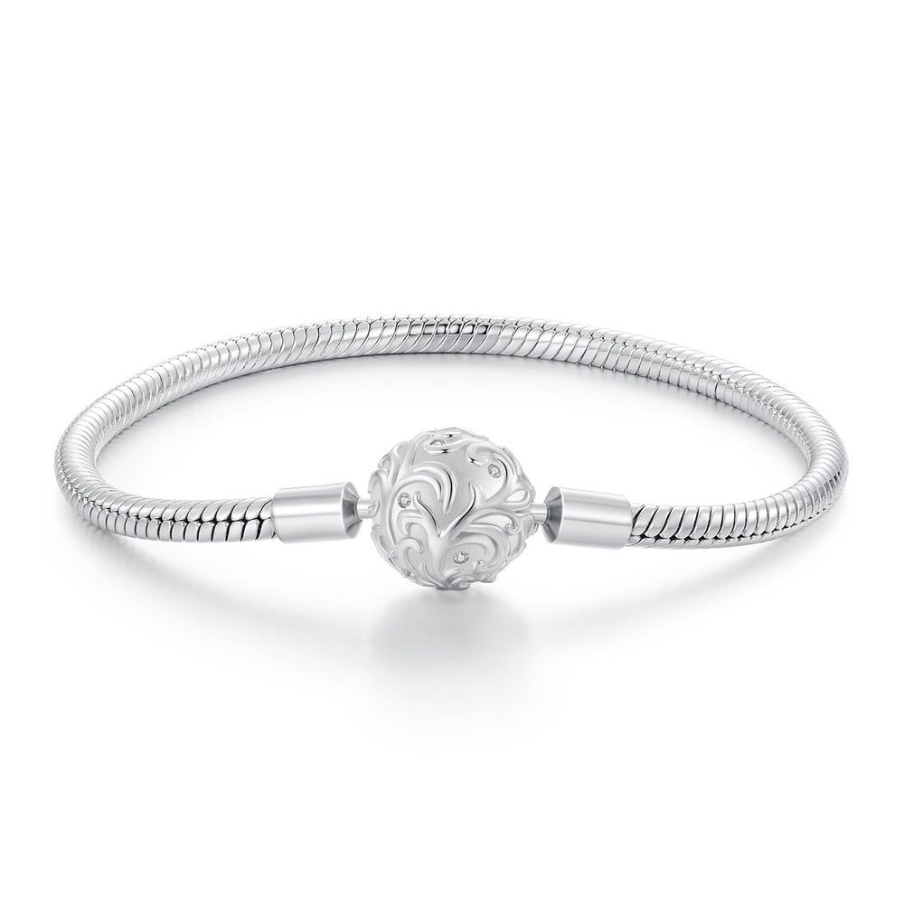 925 Sterling Silver White Gold Plated 17cm CZ Pavé Bracelet for Women