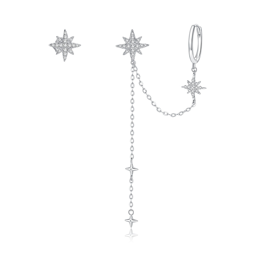 S925 Sterling Silver Earrings with CZ in Pavé Setting, 5.9cm Length, 1cm Size for Women