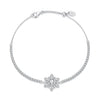 925 Sterling Silver Adjustable Bracelet with Pavé Setting CZ and White Gold Plating for Women