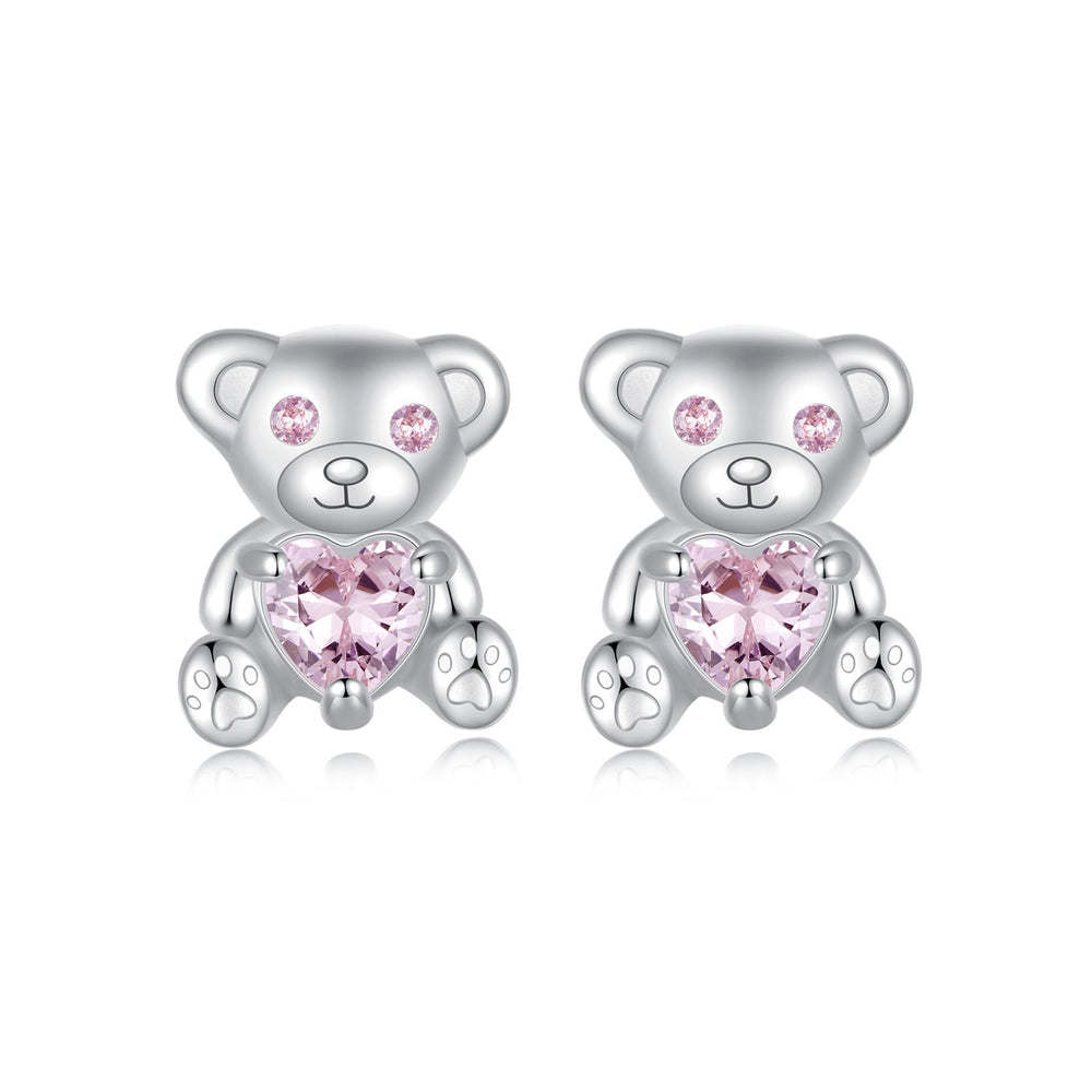 925 Sterling Silver Earrings with CZ in White Gold Plating