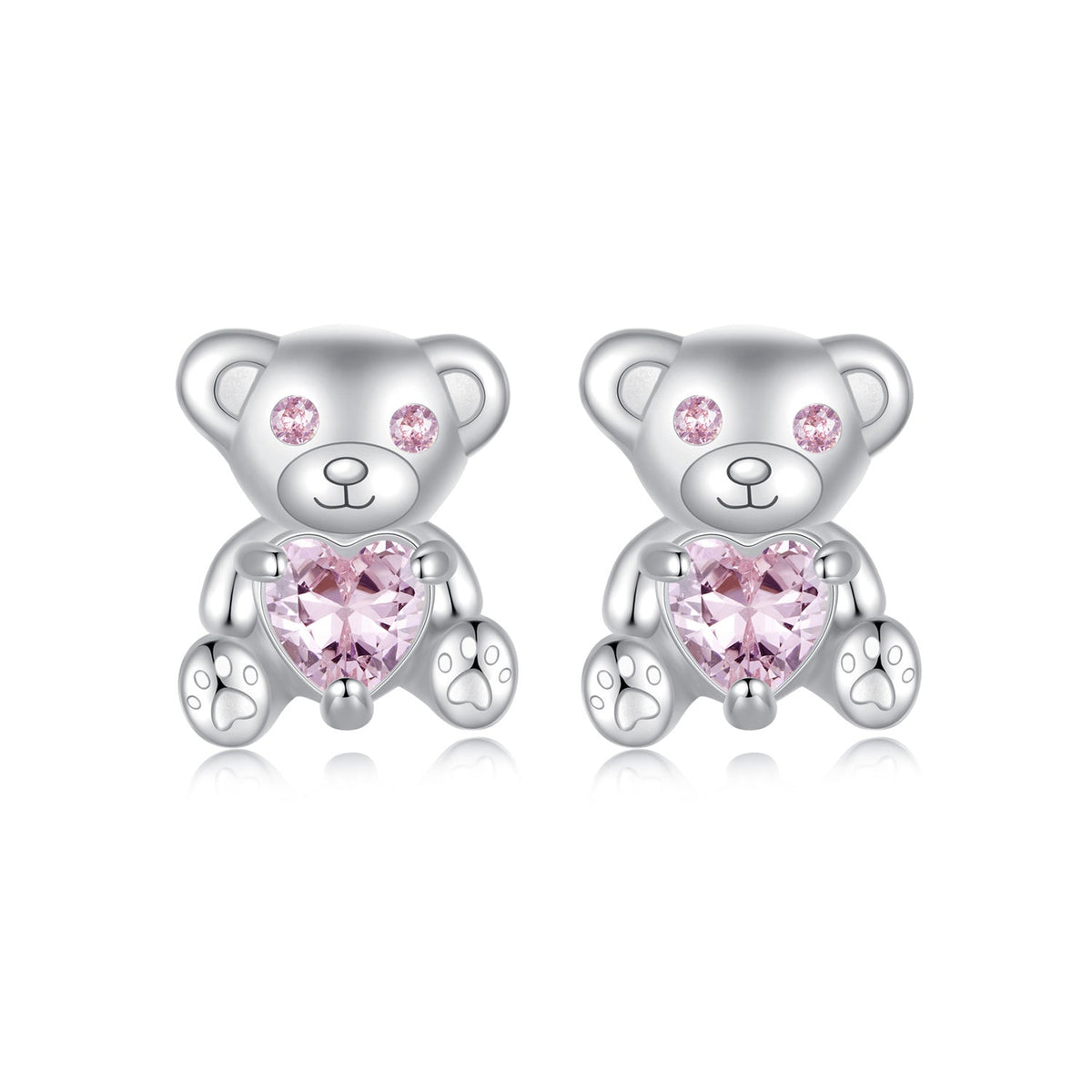 925 Sterling Silver Earrings with CZ in White Gold Plating - изображение 2 из 7