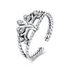 925 Sterling Silver Oxidized Pavé CZ Ring for Women