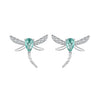 925 Sterling Silver Earrings with CZ and Glass, 12x14mm, for Women