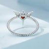 925 Sterling Silver Oxidized CZ Pendant Ring Size 6 for Women