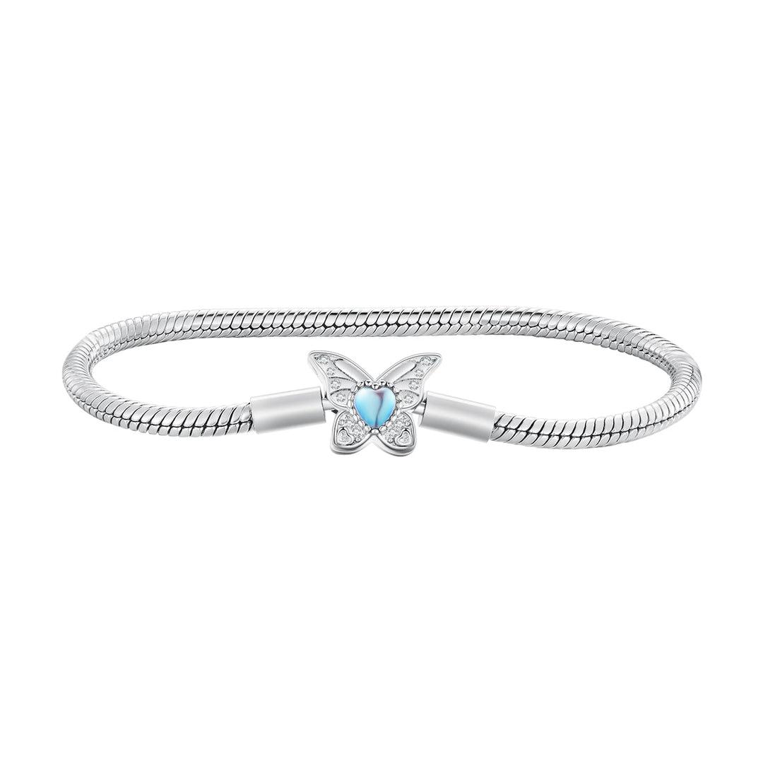 925 Sterling Silver Moonstone Bracelet 17.0 cm Pavé Setting for Women