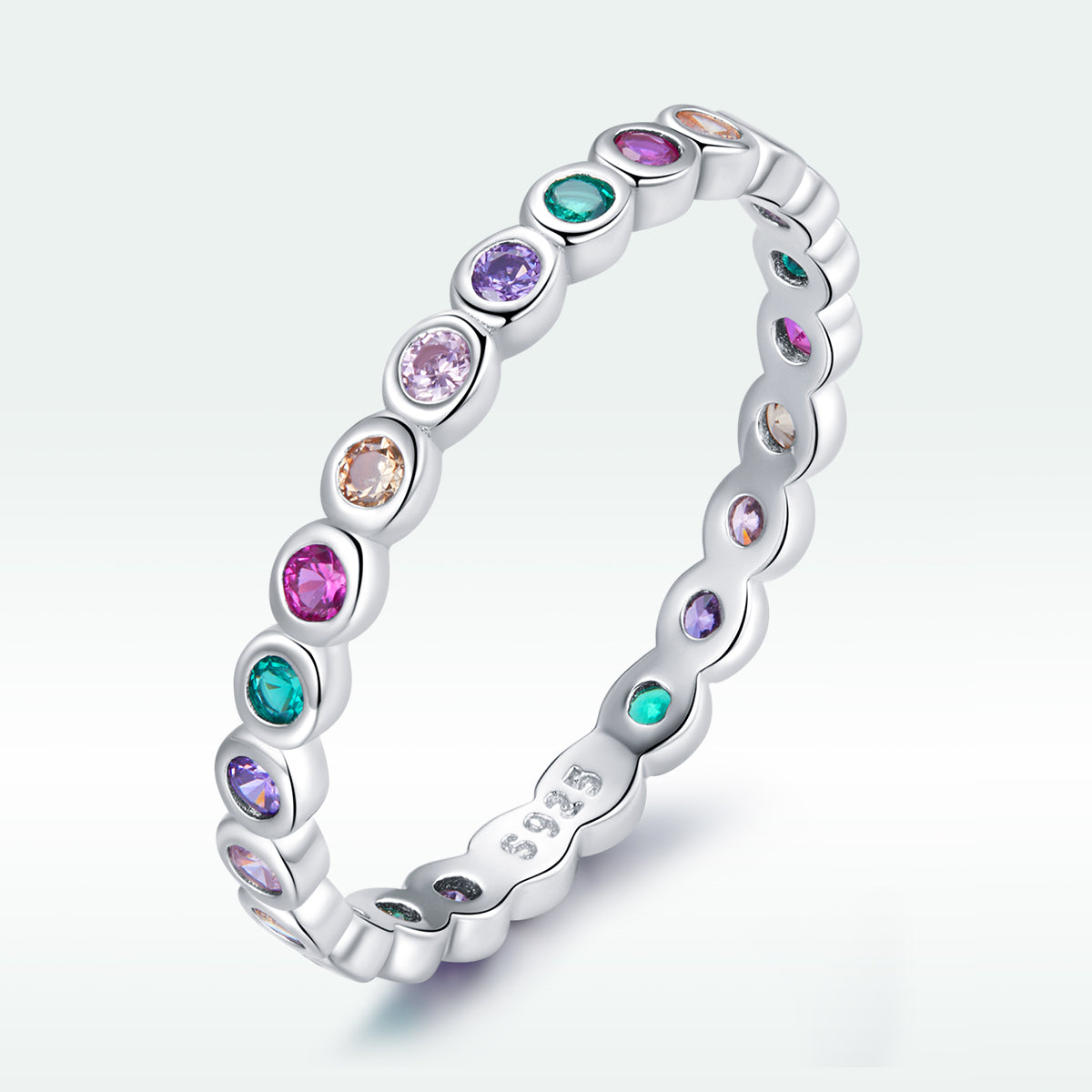 Anillo de plata de ley 925 con pavé de circonitas, talla 6.0 para mujer