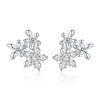925 Sterling Silver Earrings with CZ in Pavé Setting, 0.6*0.7cm for Women