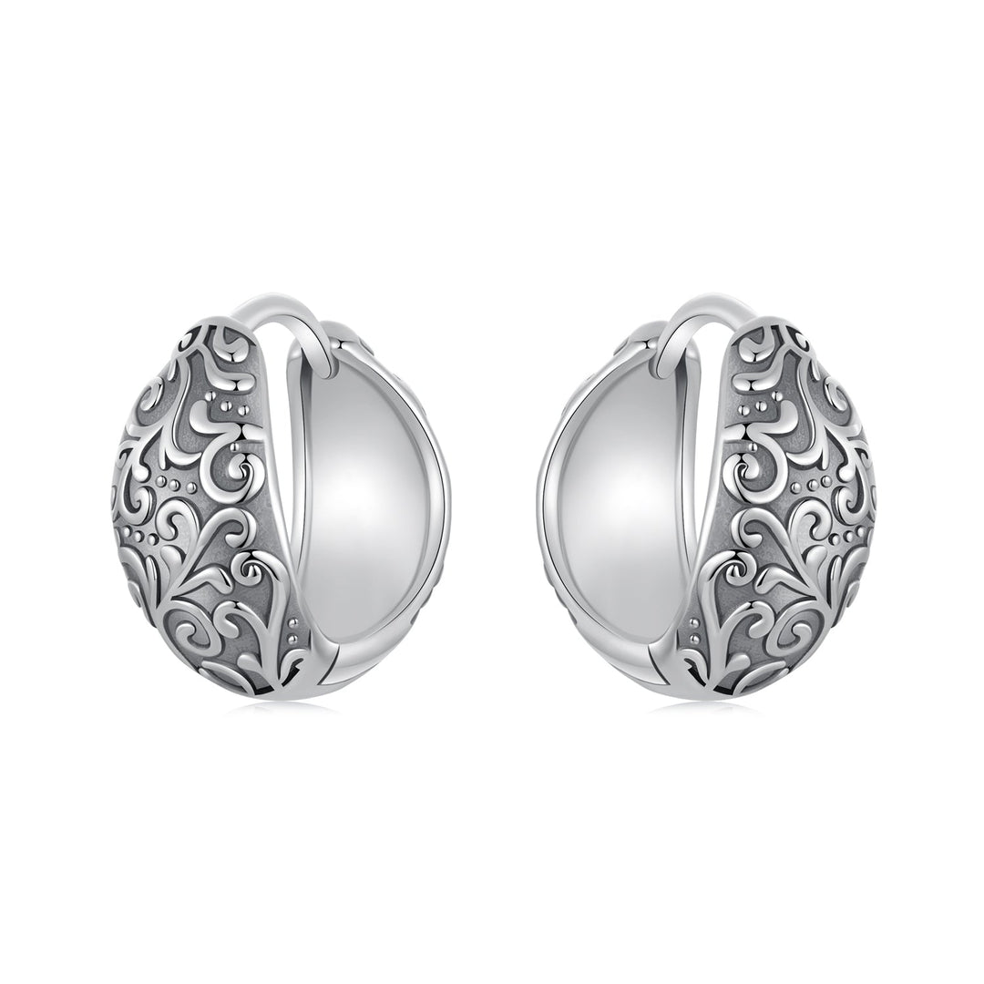 925 Sterling Silver Oxidized Silver Earrings 1.2*0.6cm for Women