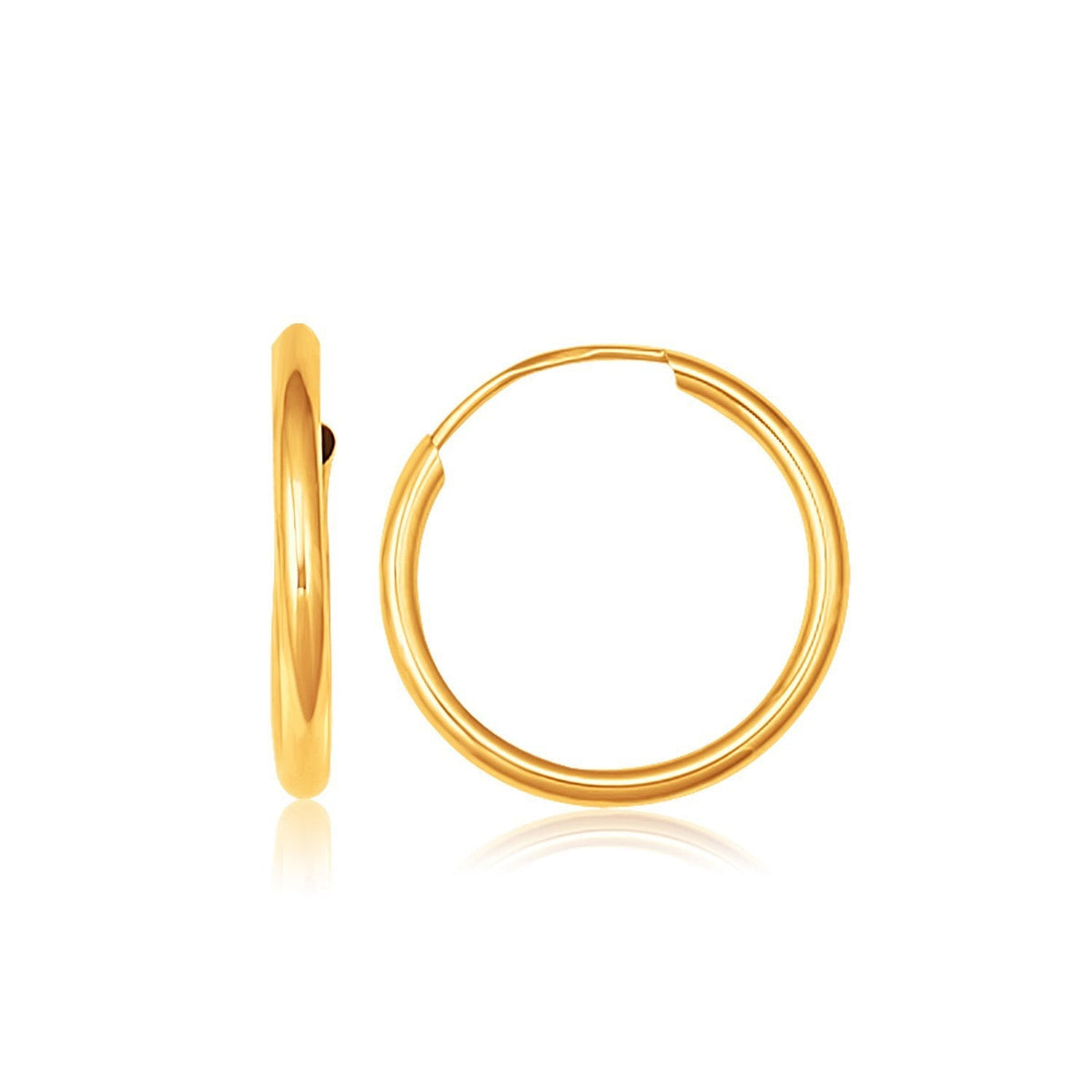 Pendientes de aro infinitos pulidos de oro amarillo de 10k (16 mm de diámetro)