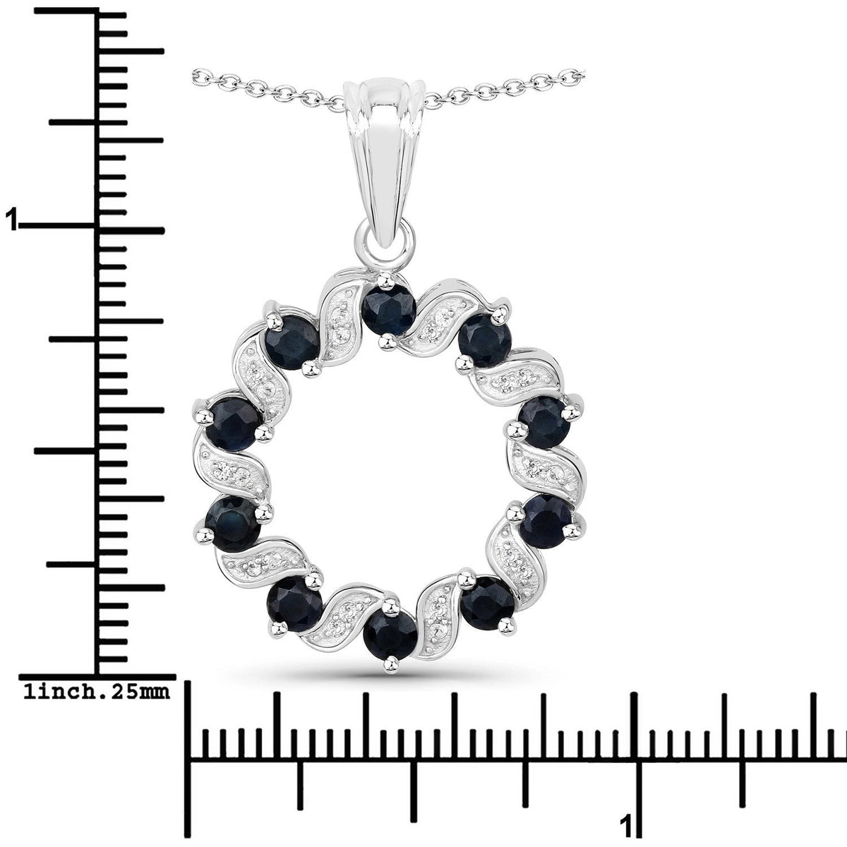 Colgante de plata de ley .925 con zafiro azul genuino de 1.30 quilates y topacio blanco