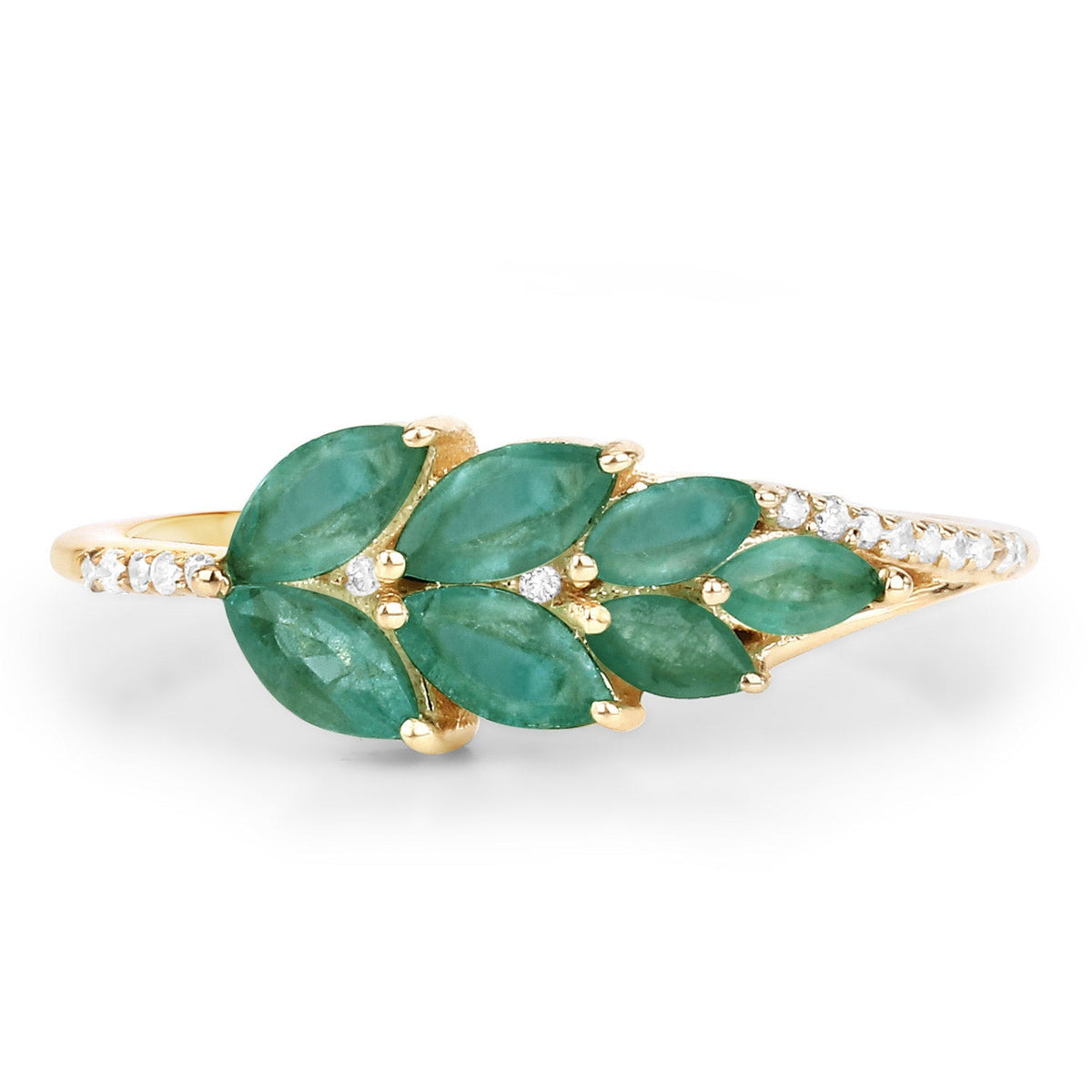 0.68 Carat Genuine Zambian Emerald and White Diamond 14K Yellow Gold Ring - image 3 of 12