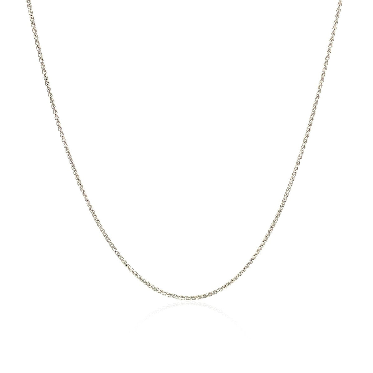 Cadena de trigo redonda de oro blanco de 14k con corte de diamante de 0,6mm