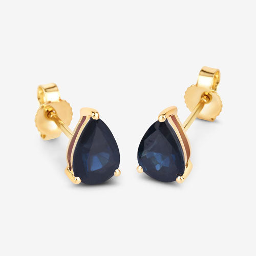 Pendientes de oro amarillo de 10K con zafiros azules genuinos de 1,60 quilates