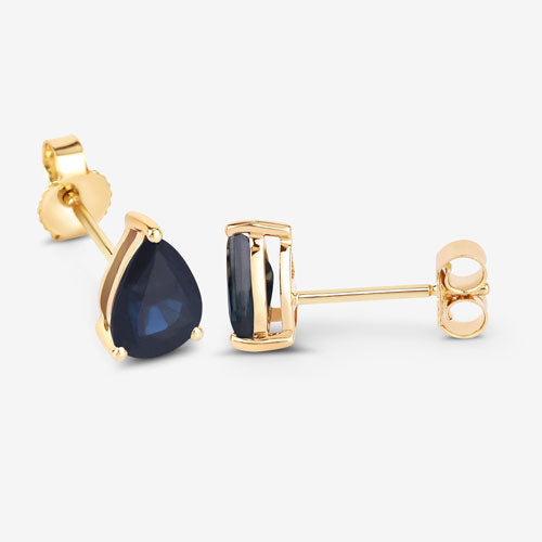 Pendientes de oro amarillo de 10K con zafiros azules genuinos de 1,60 quilates