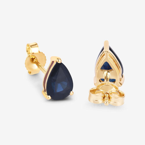 Pendientes de oro amarillo de 10K con zafiros azules genuinos de 1,60 quilates