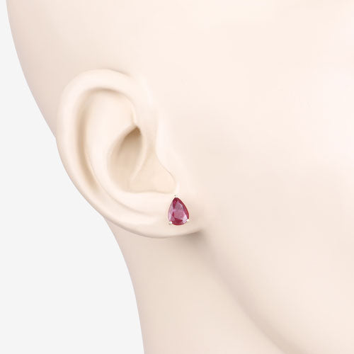 Pendientes de oro amarillo de 10K con rubí genuino de 1,60 quilates