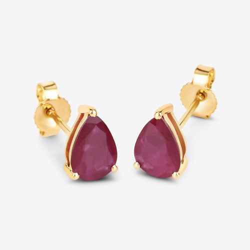 Pendientes de oro amarillo de 10K con rubí genuino de 1,60 quilates