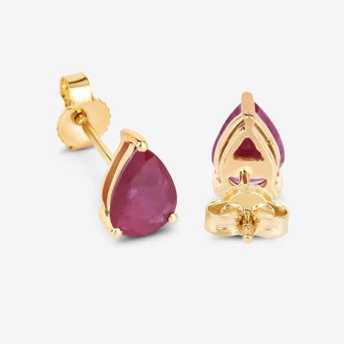 Pendientes de oro amarillo de 10K con rubí genuino de 1,60 quilates