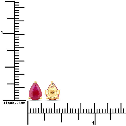 Pendientes de oro amarillo de 10K con rubí genuino de 1,60 quilates