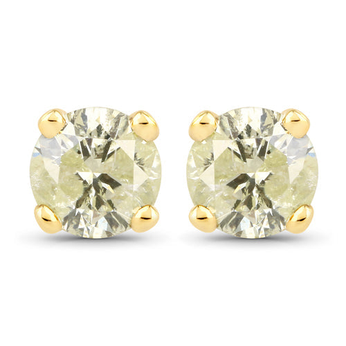 Aretes de oro amarillo de 14 quilates con diamantes auténticos LB de 0,95 quilates