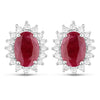 2.02 Carat Genuine Ruby and White Diamond 14K White Gold Earrings
