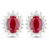 2.02 Carat Genuine Ruby and White Diamond 14K Yellow Gold Earrings