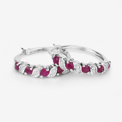 1.38 Carat Genuine Ruby and White Topaz .925 Sterling Silver Earrings - изображение 11 из 11