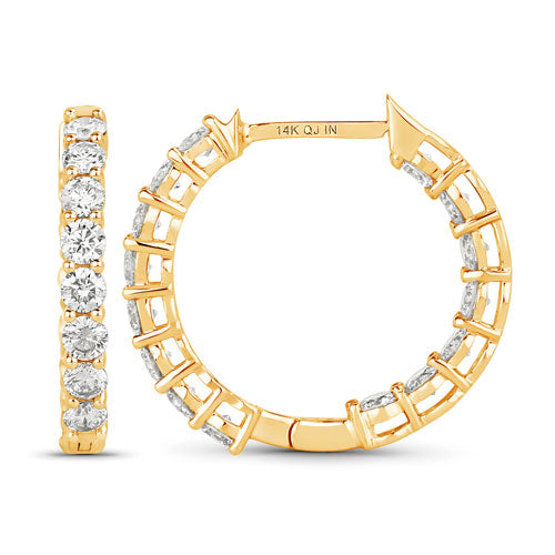 Pendientes de oro amarillo de 14 quilates con diamantes cultivados en laboratorio, de 2,04 quilates, genuinos