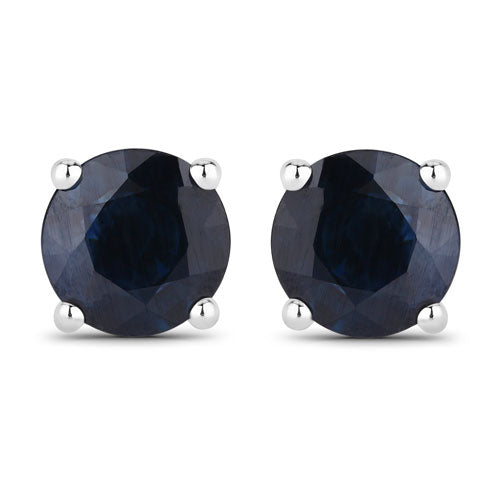Pendientes de oro blanco de 14K con zafiro azul auténtico de 1,70 quilates