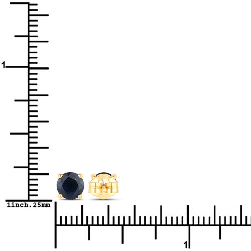Pendientes de oro amarillo de 14 quilates con zafiro azul auténtico de 1,70 quilates