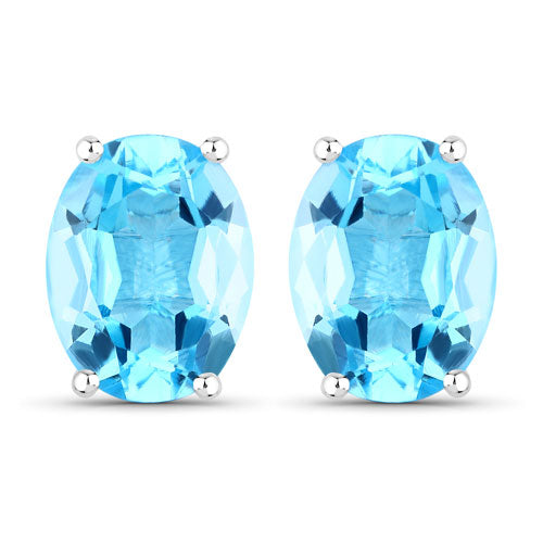 Pendientes de topacio azul suizo auténtico de 4,00 quilates de plata de ley .925