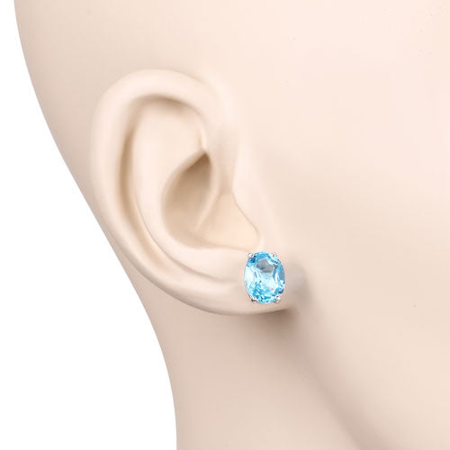 Pendientes de topacio azul suizo auténtico de 4,00 quilates de plata de ley .925