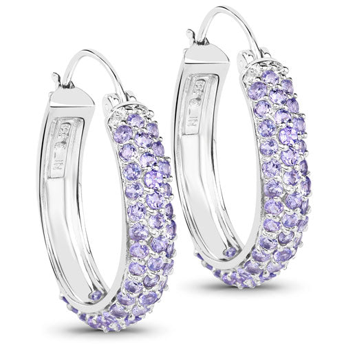 Pendientes de plata de ley .925 con tanzanita genuina de 3.06 quilates