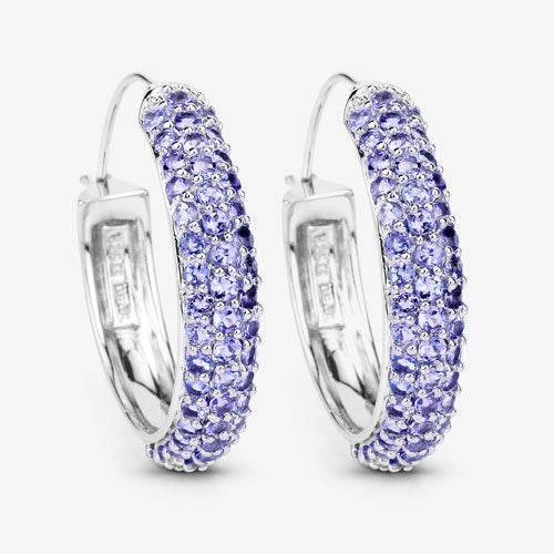 Pendientes de plata de ley .925 con tanzanita genuina de 3.06 quilates