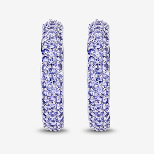 Pendientes de plata de ley .925 con tanzanita genuina de 3.06 quilates