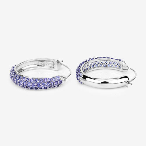 Pendientes de plata de ley .925 con tanzanita genuina de 3.06 quilates