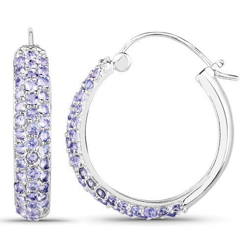 Pendientes de plata de ley .925 con tanzanita genuina de 3.06 quilates