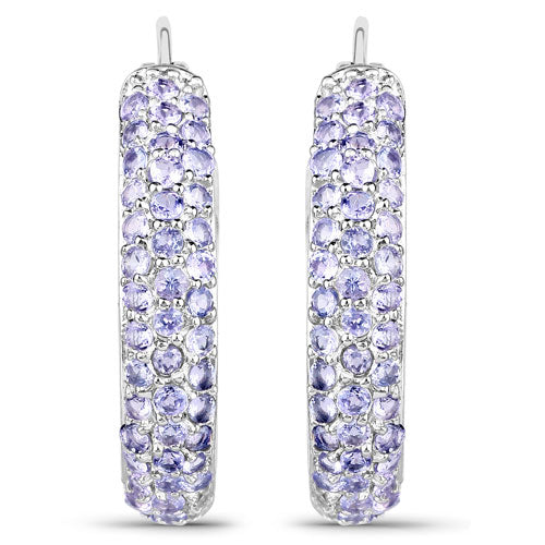 Pendientes de plata de ley .925 con tanzanita genuina de 3.06 quilates