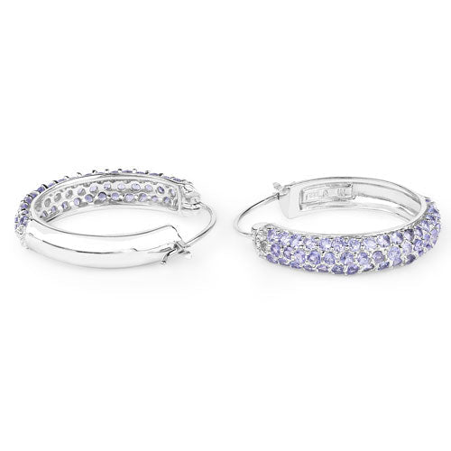 Pendientes de plata de ley .925 con tanzanita genuina de 3.06 quilates