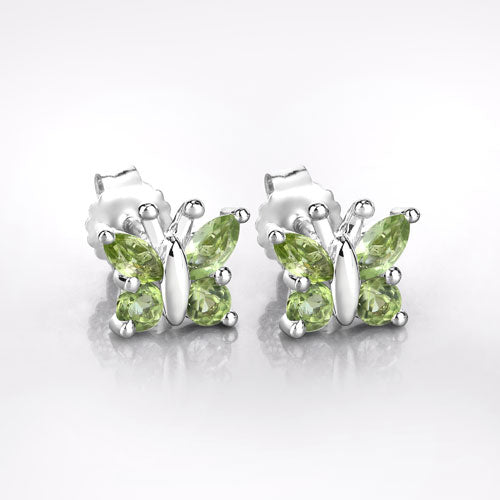 Pendientes de Plata de Ley 925 con Peridoto Genuino de 1.00 Quilate