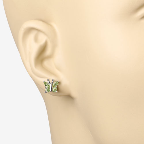 Pendientes de Plata de Ley 925 con Peridoto Genuino de 1.00 Quilate