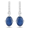 1.95 Carat Genuine Blue Sapphire and White Diamond 10K White Gold Earrings