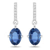 1.95 Carat Genuine Blue Sapphire and White Diamond 14K White Gold Earrings